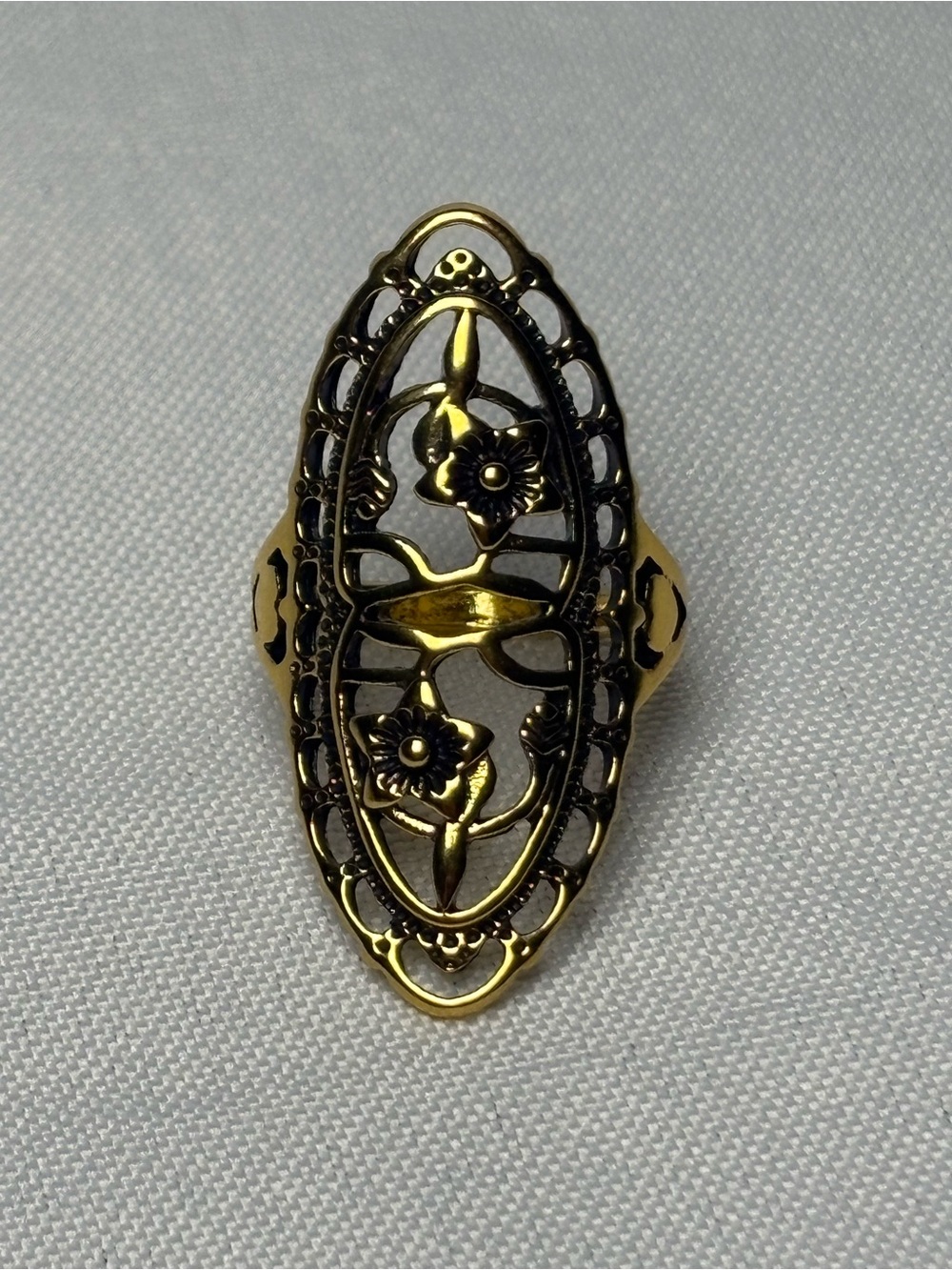 NEW Carved Gold-Tone Long Ring